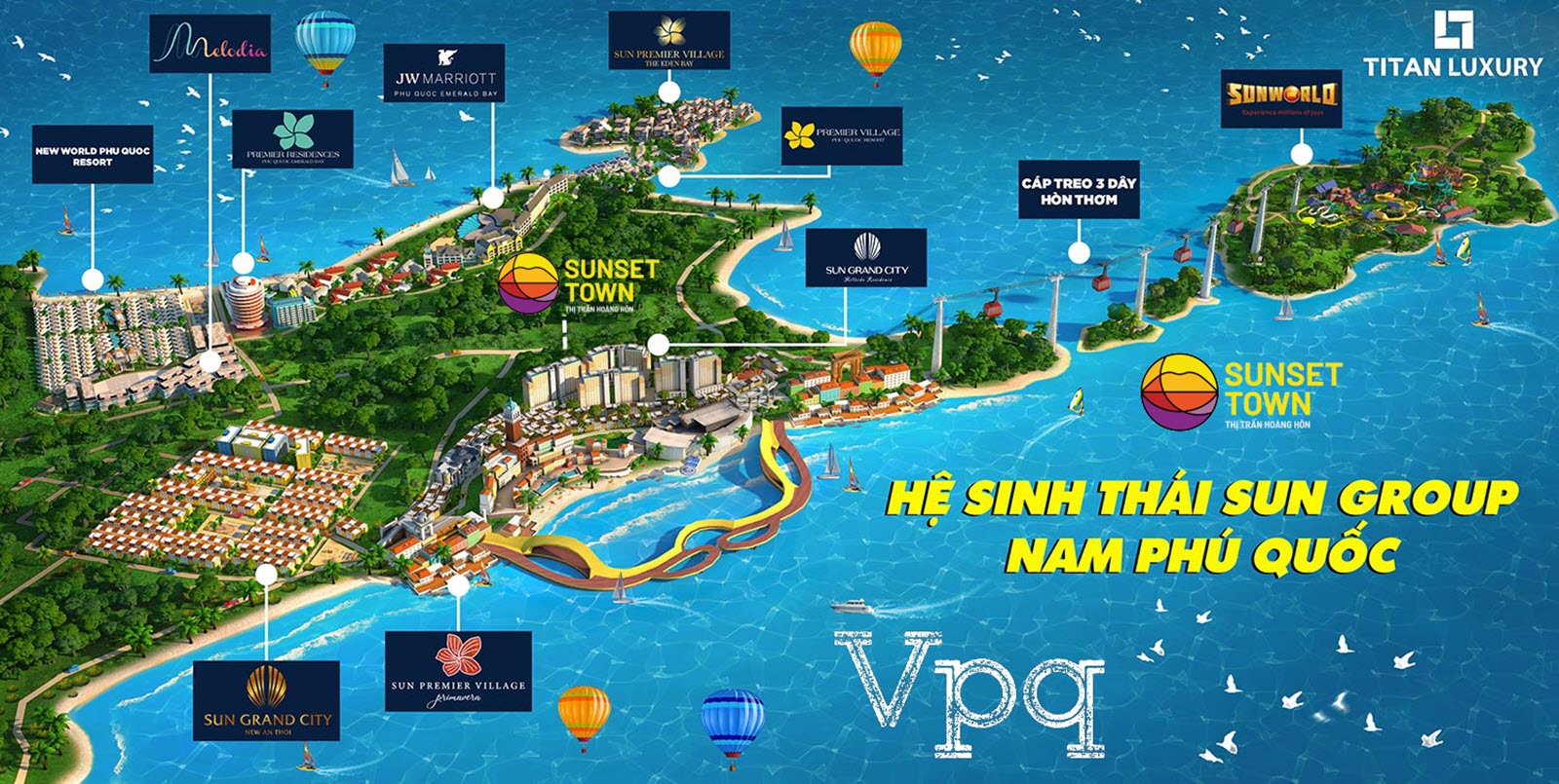 Vị tr&iacute; của Sunset Town trong hệ sinh th&aacute;i Sun Group Ph&uacute; Quốc