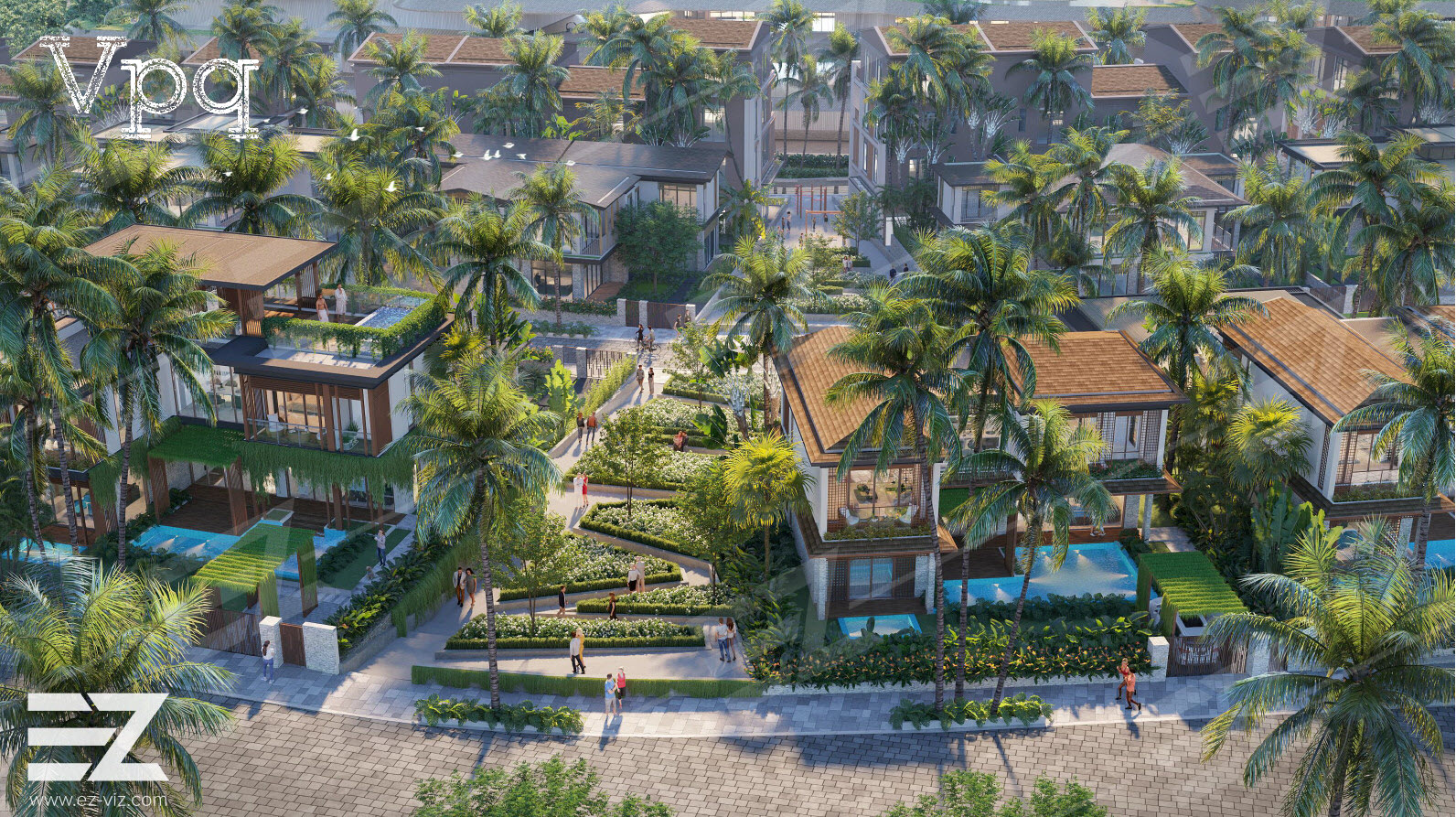 Phối cảnh kh&ocirc;ng gian cảnh quan Makaio Park Villa