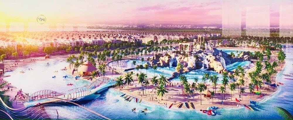 Phối cảnh Hồ tạo sóng tại The Empire Vinhomes Ocean Park