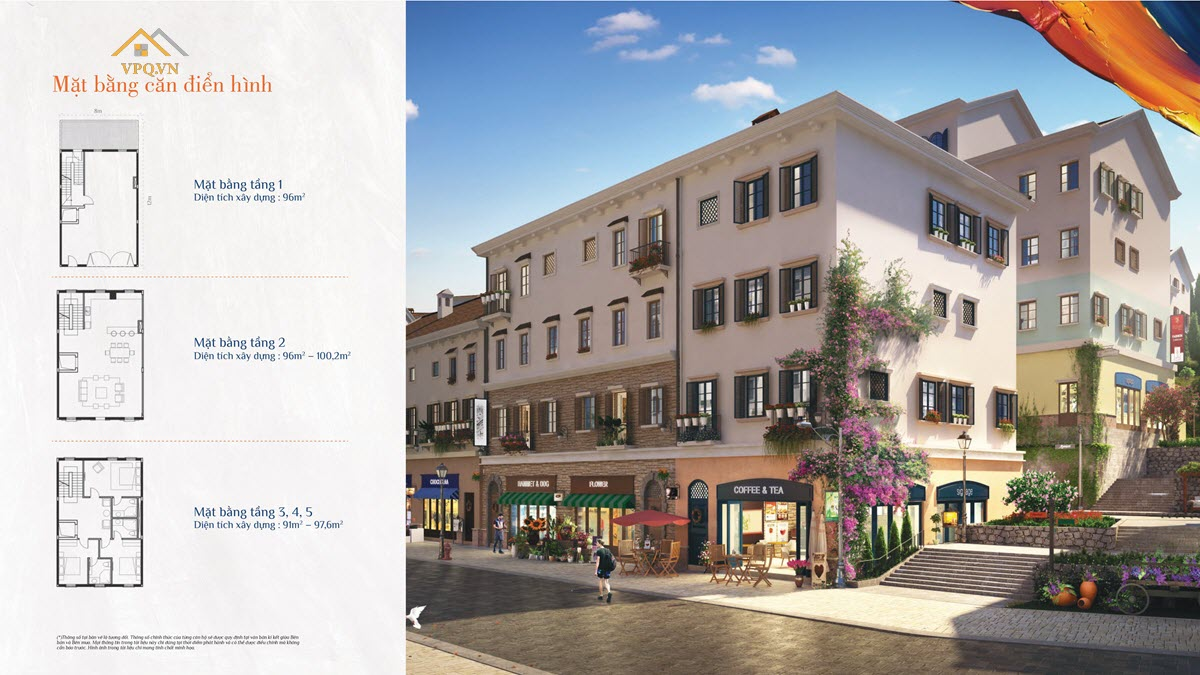 Layout điển hình Shophouse Địa Trung Hải Phú Quốc: Sun Premier Village Primavera