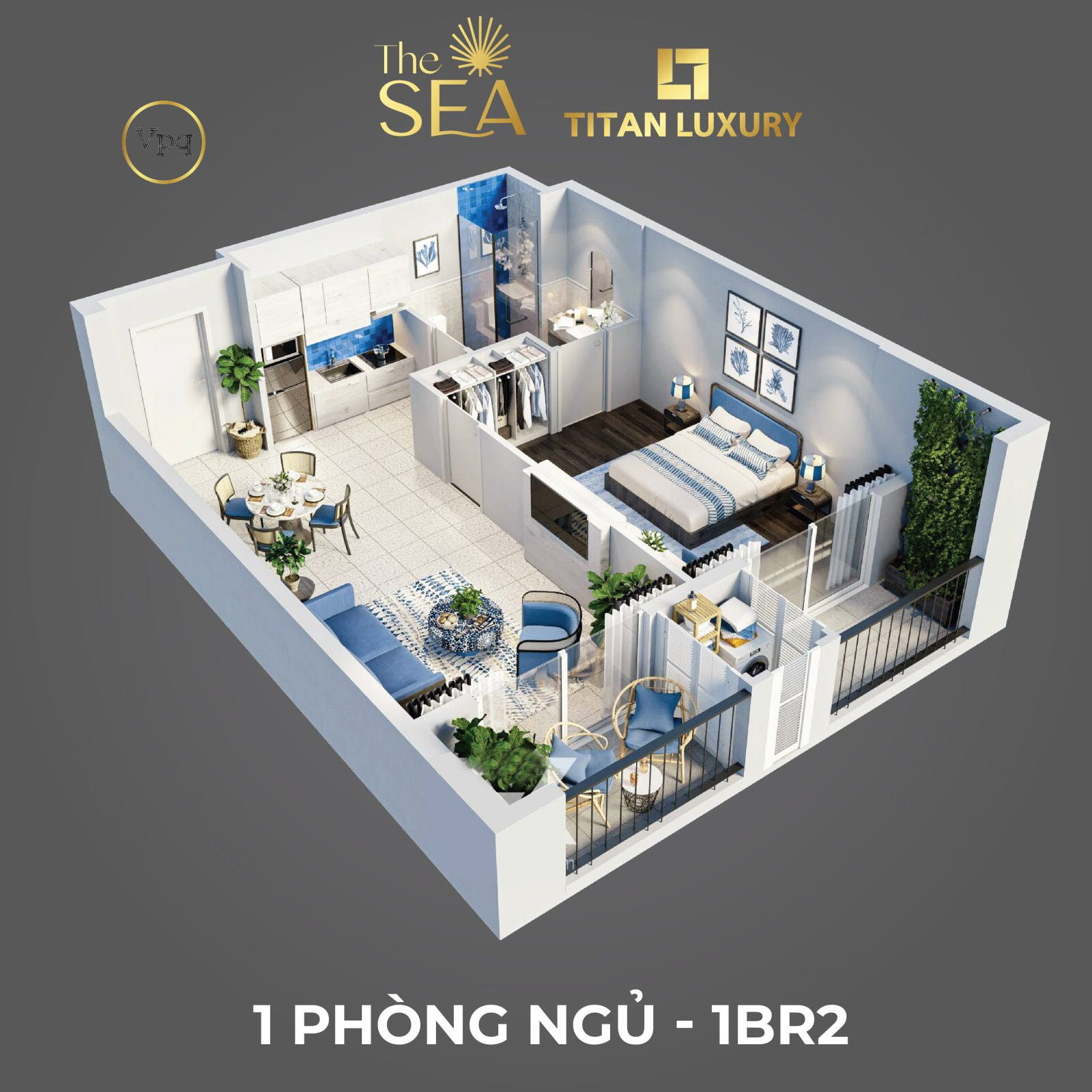 Hình ảnh nội thất căn hộ 1 ngủ phân khu The Sea Hillside