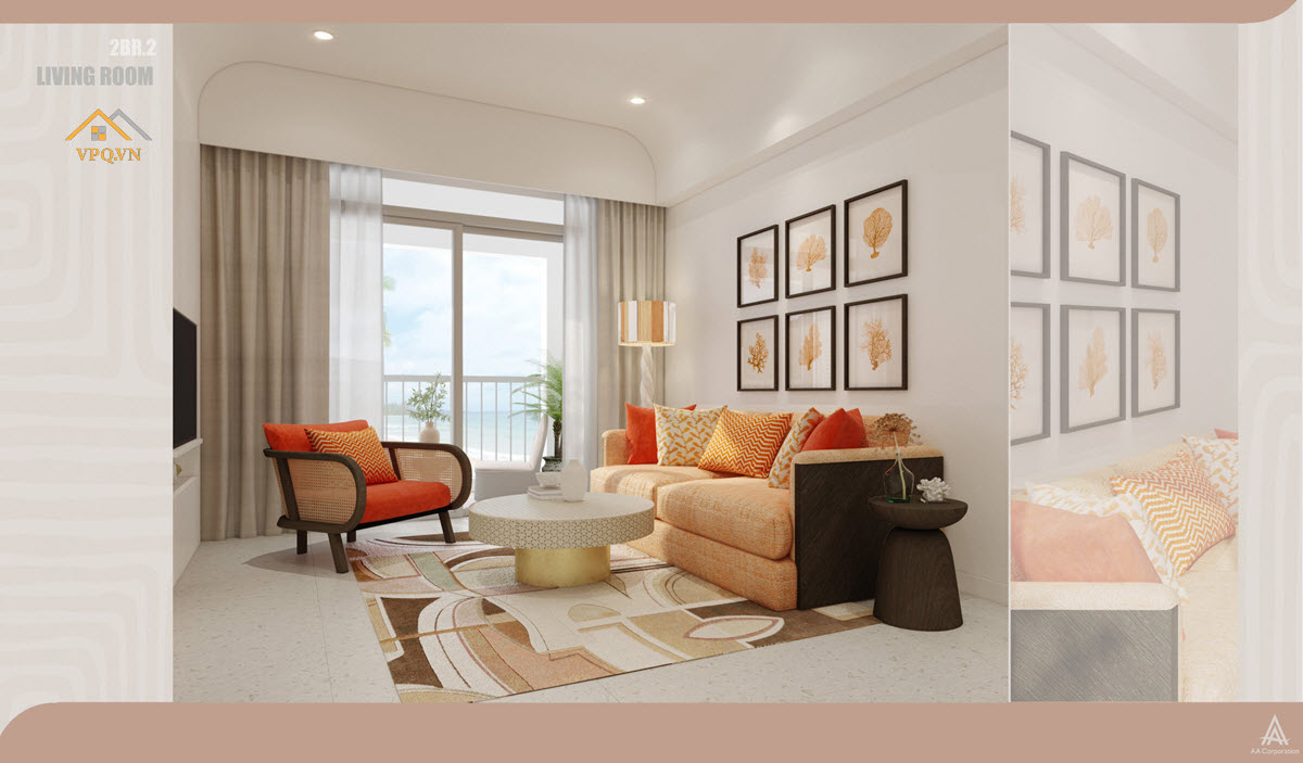 Phối cảnh ph&ograve;ng kh&aacute;ch căn hộ Hillisde - Mẫu 2