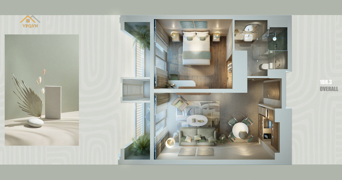 G&oacute;c nh&igrave;n 3D nội thất căn hộ Hillisde