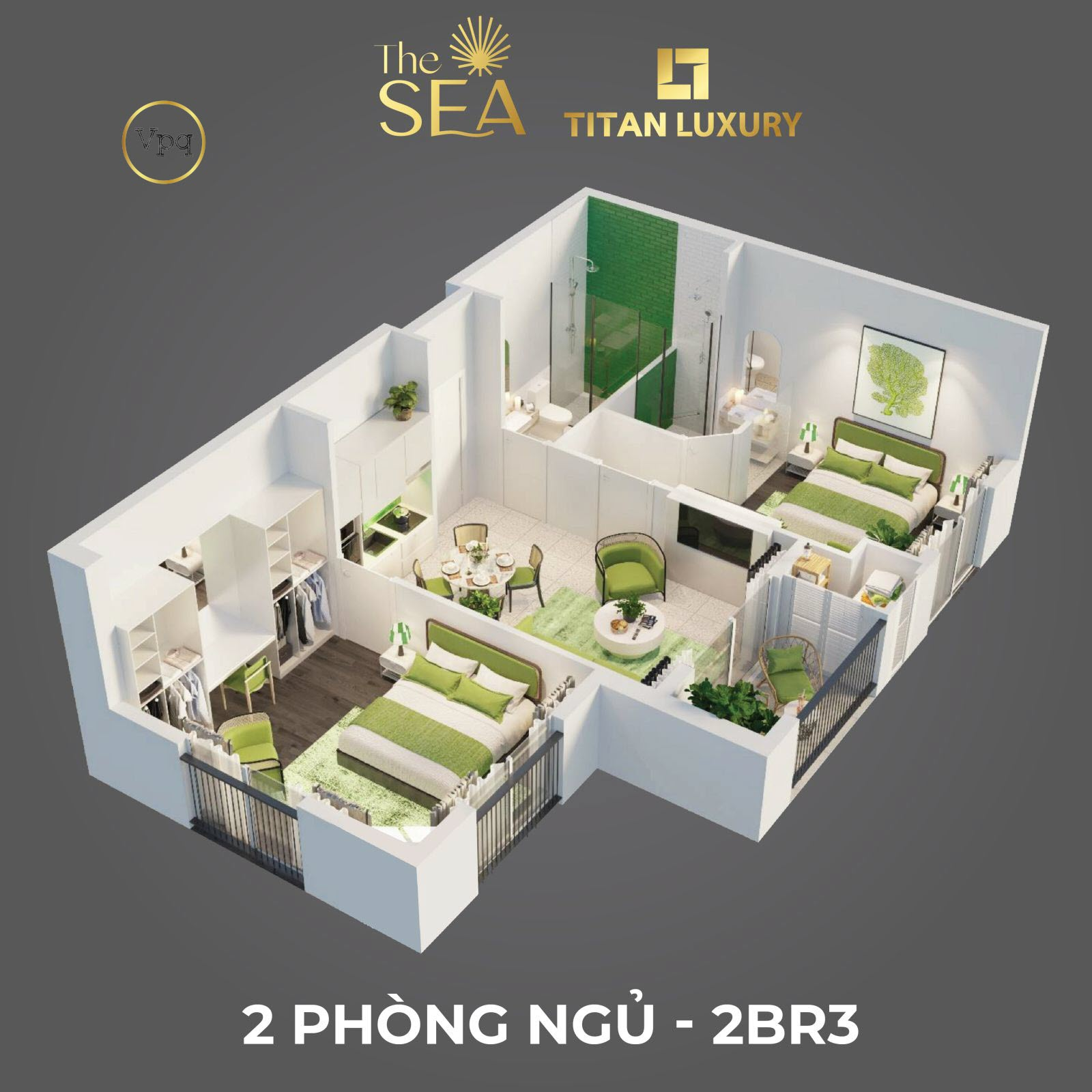2 phòng ngủ với nhiều mẫu căn hộ phối nội thất khác nhau làm gia tăng trải nghiệm cho chủ sở hữu/ khách hàng