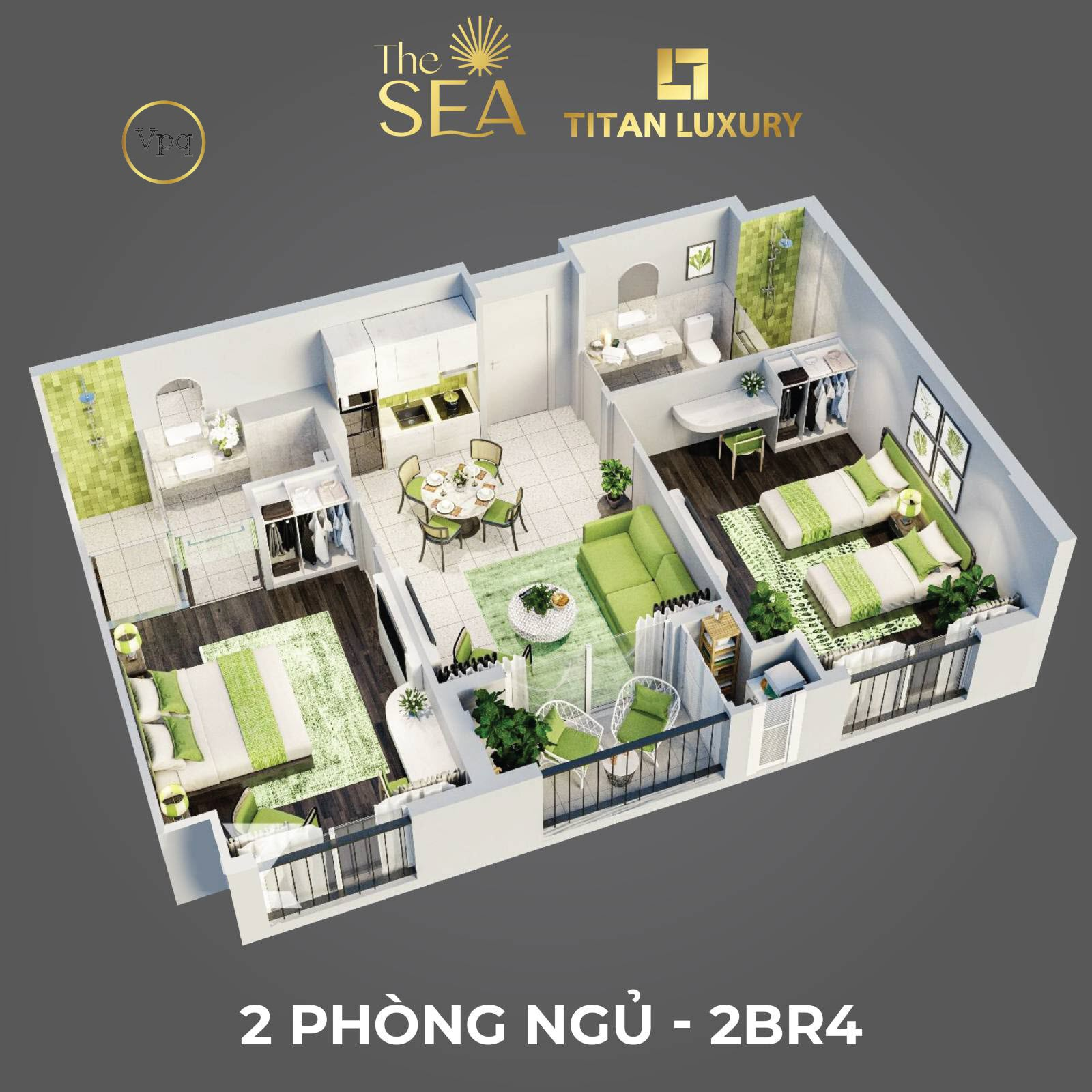 Với căn hộ 2 ngủ The Sea là lựa chọn phù hợp cho anh/chị cần không gian rộng dãi