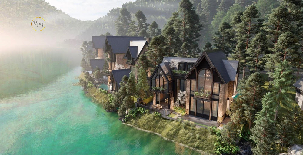 Phối cảnh biệt thự mặt hồ Serena Valley Thanh Lanh Resort