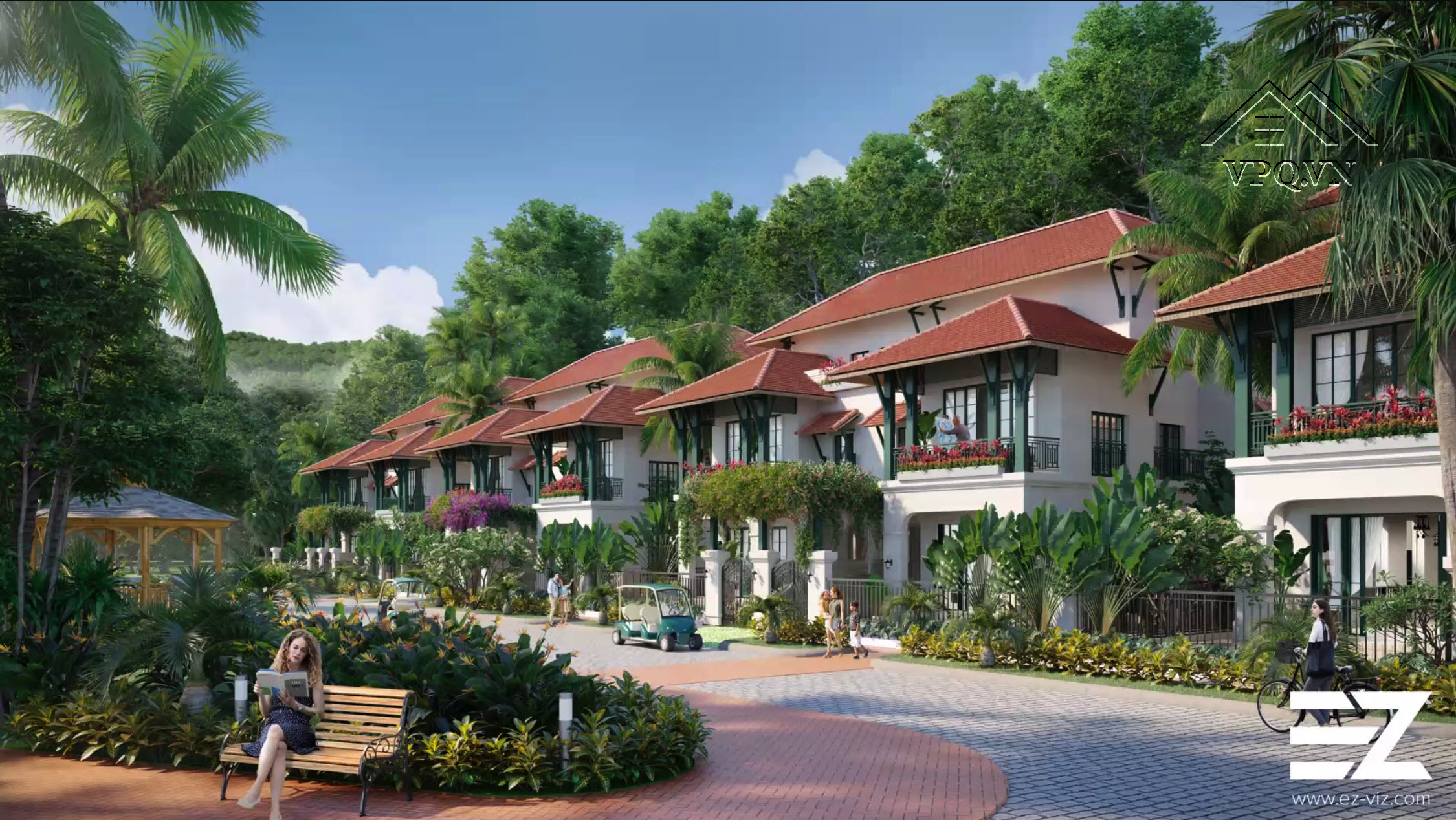 Phối cảnh biệt thự tứ lập Sun Tropical Village