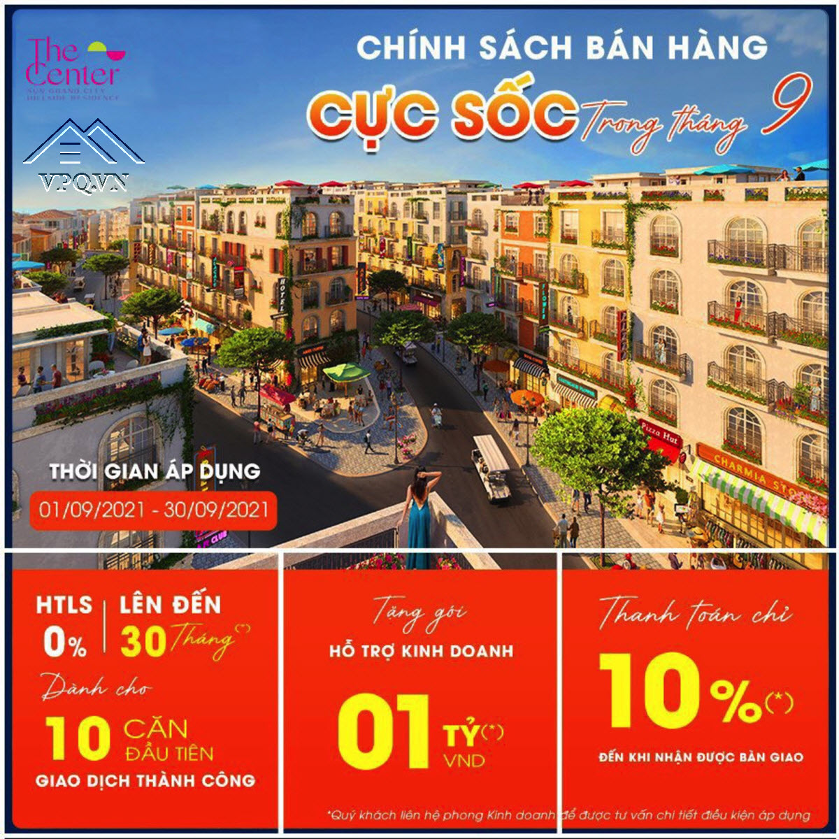 Ch&iacute;nh s&aacute;ch b&aacute;n h&agrave;ng Shophouse The Center Th&aacute;ng 9/2021