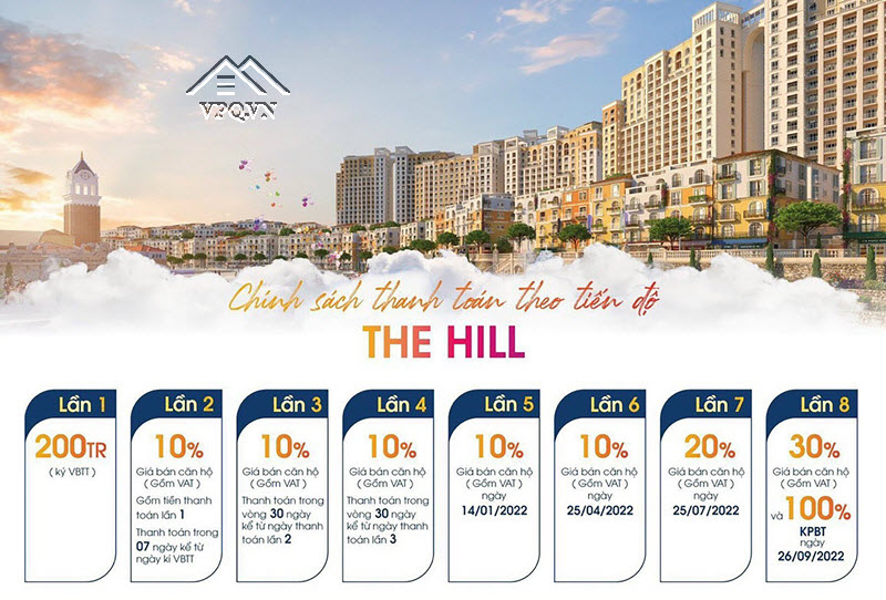 Ch&iacute;nh s&aacute;ch thanh to&aacute;n theo tiến độ căn hộ The Hill