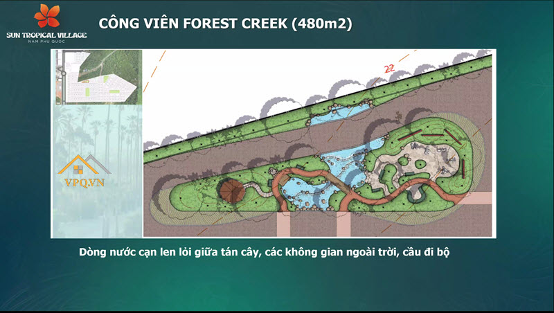 Thiết kế c&ocirc;ng vi&ecirc;n Forest Creek tại l&agrave;ng nhiệt đới Sun Tropical Village