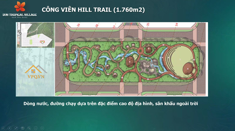 Mặt bằng c&ocirc;ng vi&ecirc;n Waterfall 1.380m2 tại Sun Tropical Village