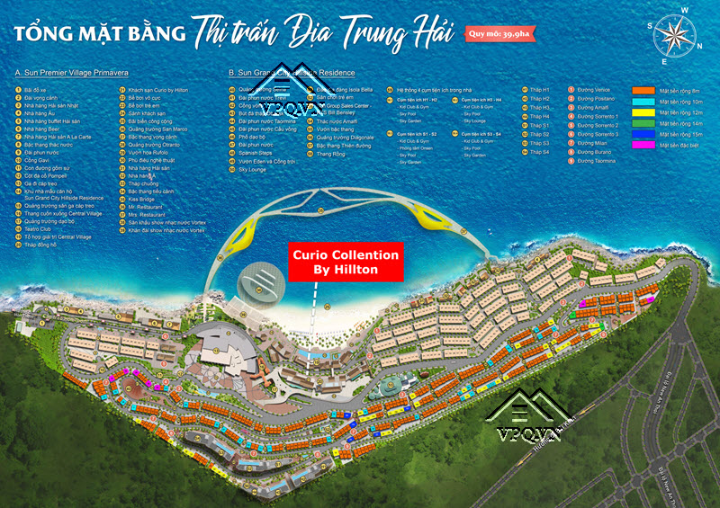 Vị trí mặt bằng khách sạn Curio Collection by Hilton tại thị trấn Địa Trung Hải