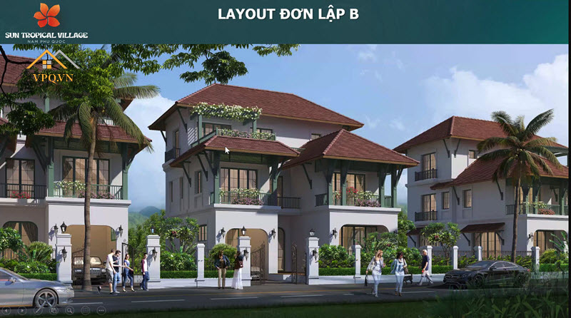 Phối cảnh biệt thự làng nhiệt đới Sun Tropical Village - Đơn lập B