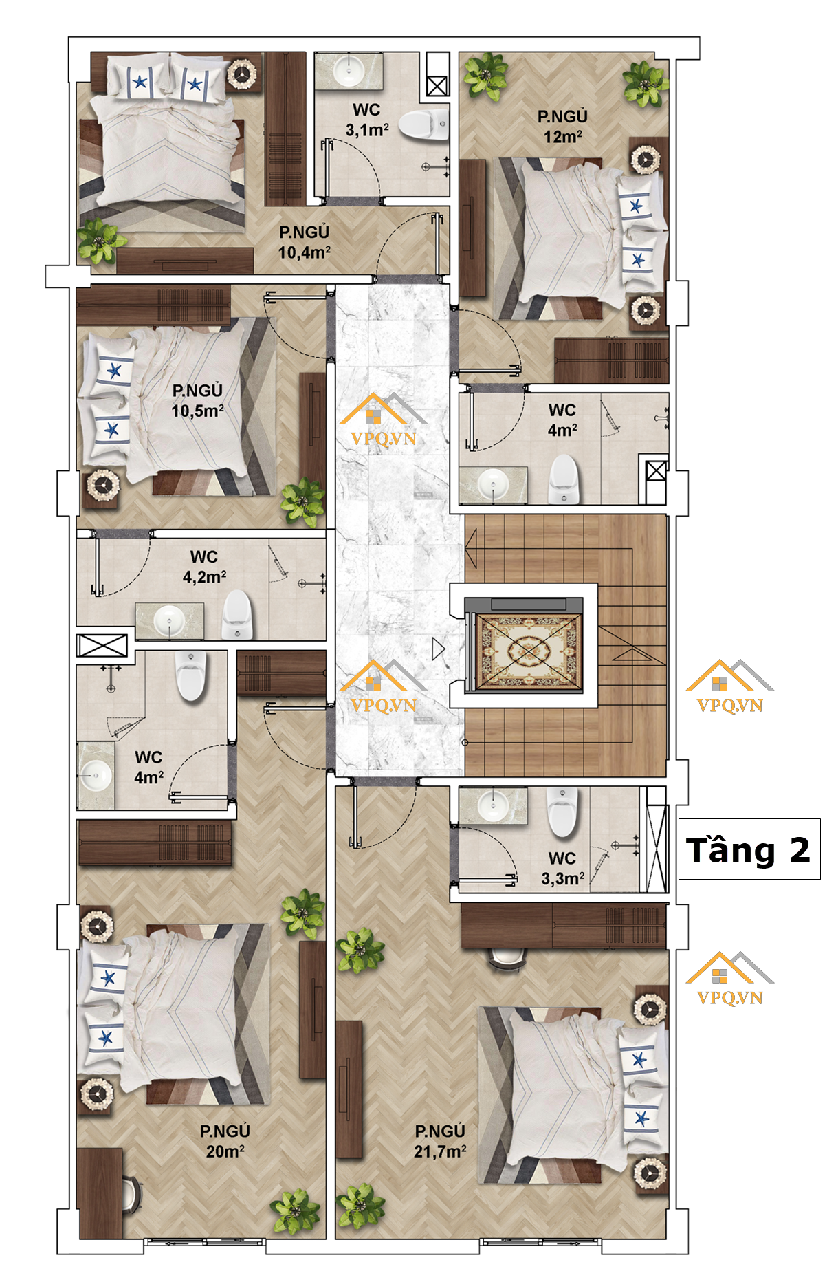 Layout Shophouse The Center Ph&uacute; Quốc - Tầng 2