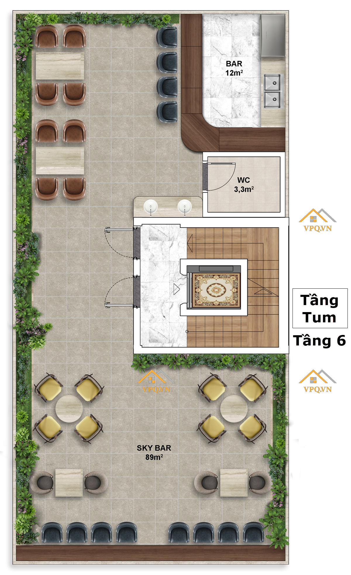 Layout Shophouse The Center Ph&uacute; Quốc - Tầng 6
