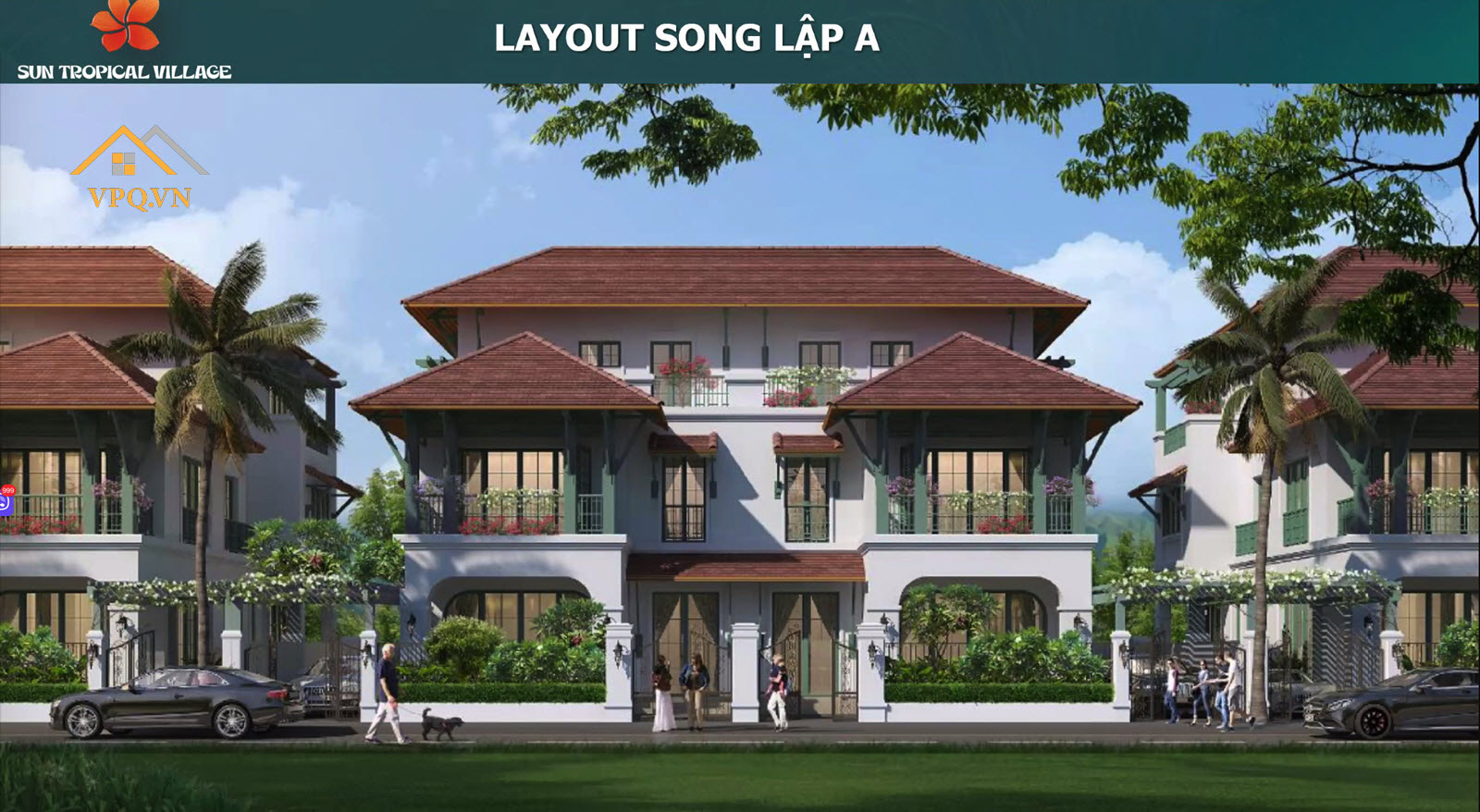 Phối cảnh biệt thự song lập A - Sun Tropical Village