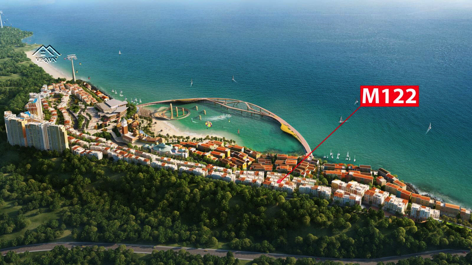 Vị tr&iacute; M122 The Center view ra cầu H&ocirc;n, đ&oacute;n ho&agrave;ng h&ocirc;n tr&ecirc;n biển