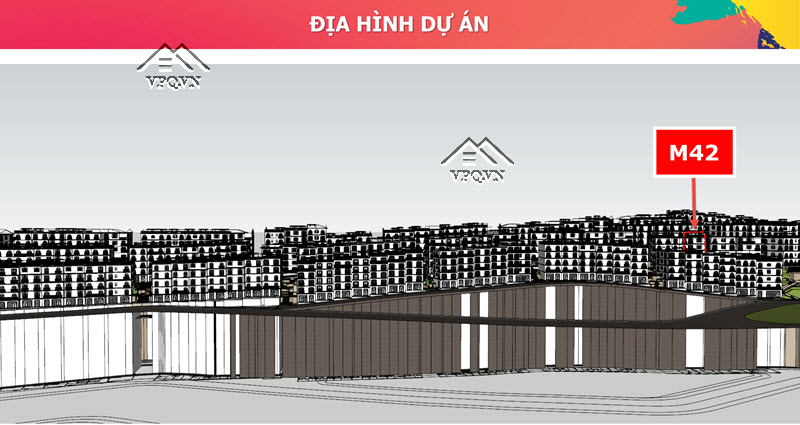 Vị tr&iacute; M42 Shophouse The Center tr&ecirc;n mặt bằng địa h&igrave;nh dự &aacute;n