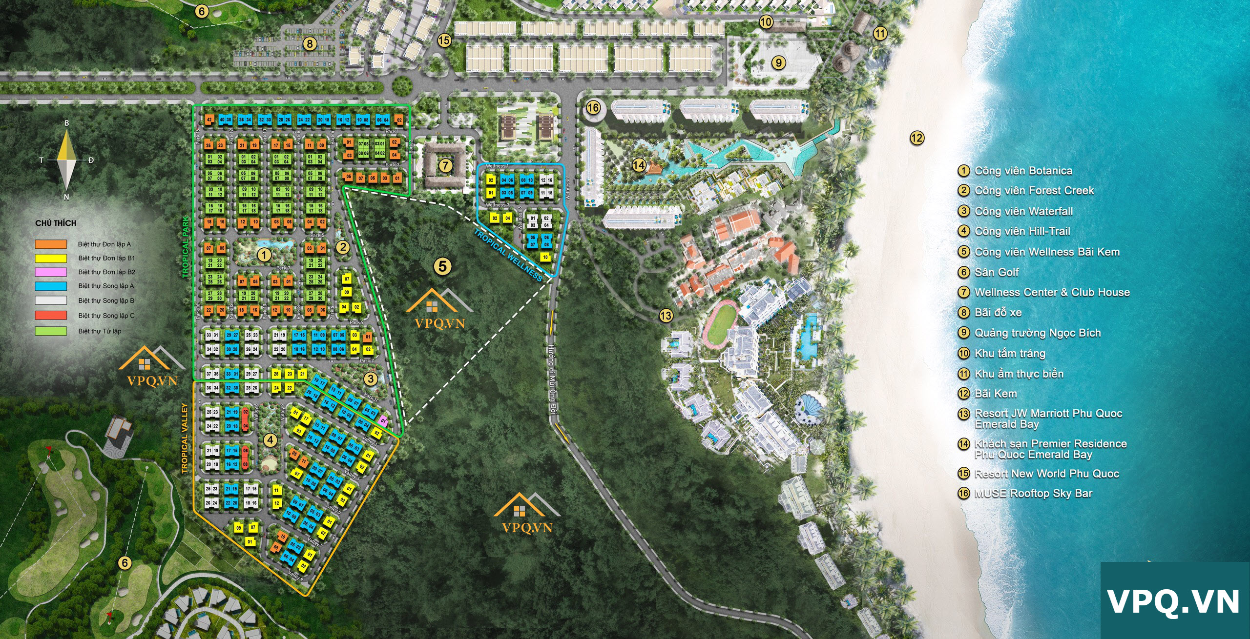 Mặt bằng biệt thự nhiệt đới Sun Tropical Village Ph&uacute; Quốc.