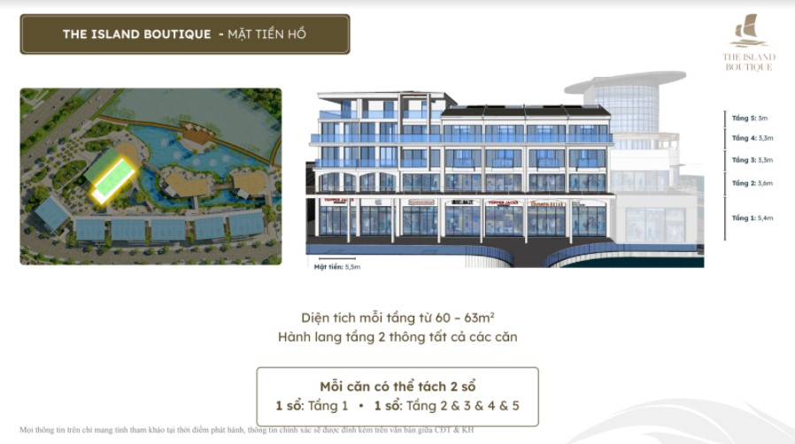 Thông số Mặt bằng phân khu The Island Boutique mặt tiền