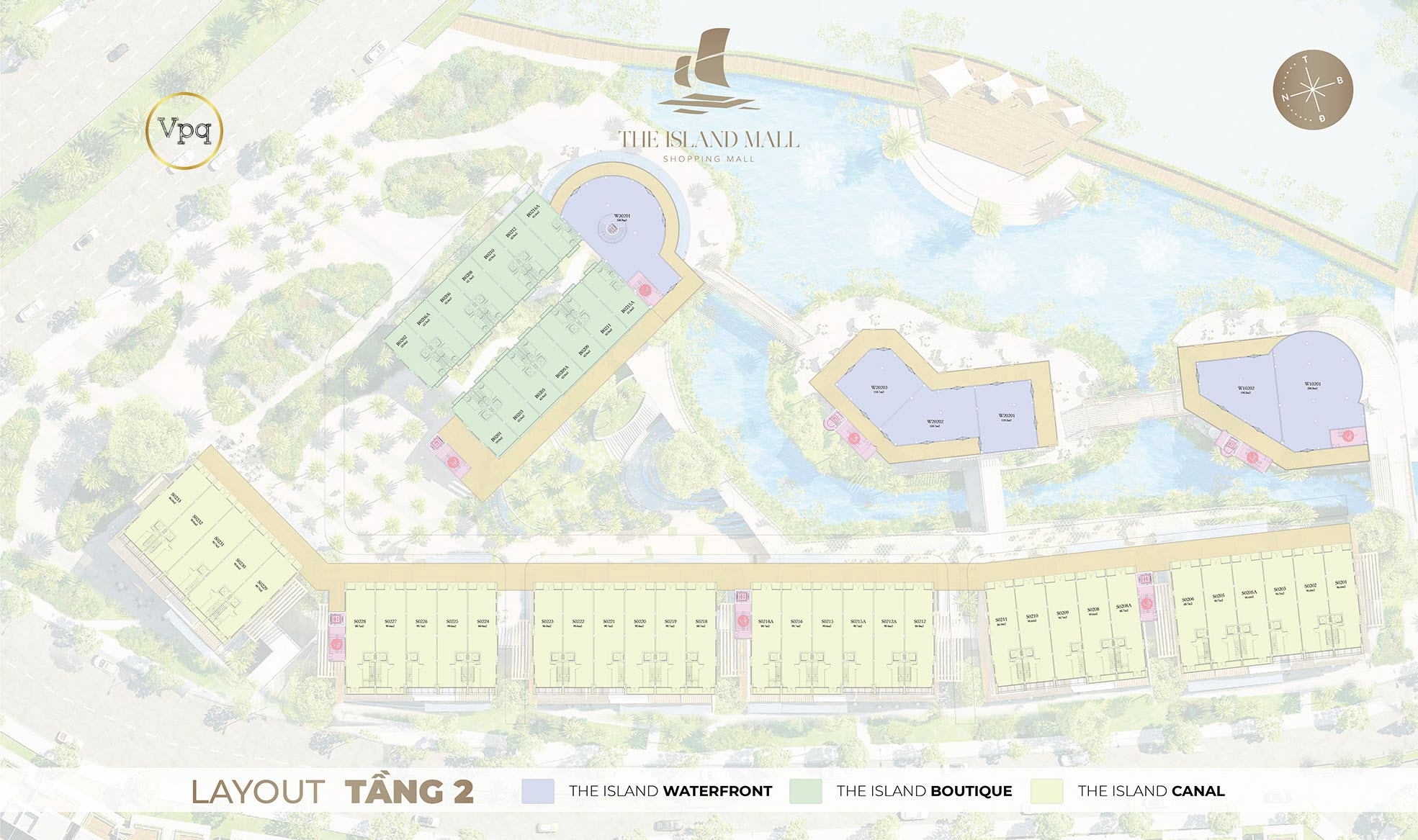 Mặt bằng tầng 2 trung tâm thương mại trên mặt nước The Island Mall