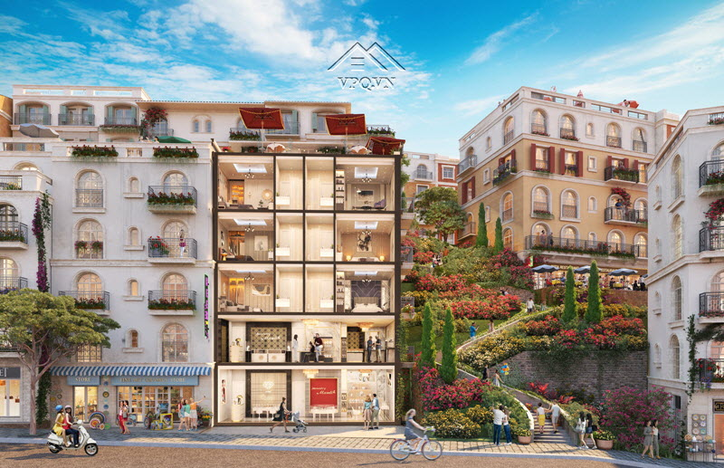 Mặt cắt đứng Shophouse The Center Phú Quốc