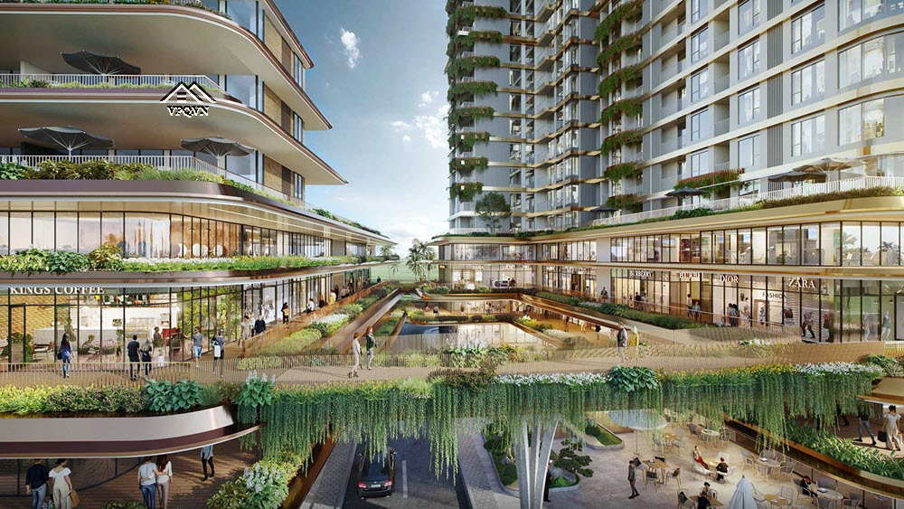 Phối cảnh shophouse khối đế Swanlake Onsen