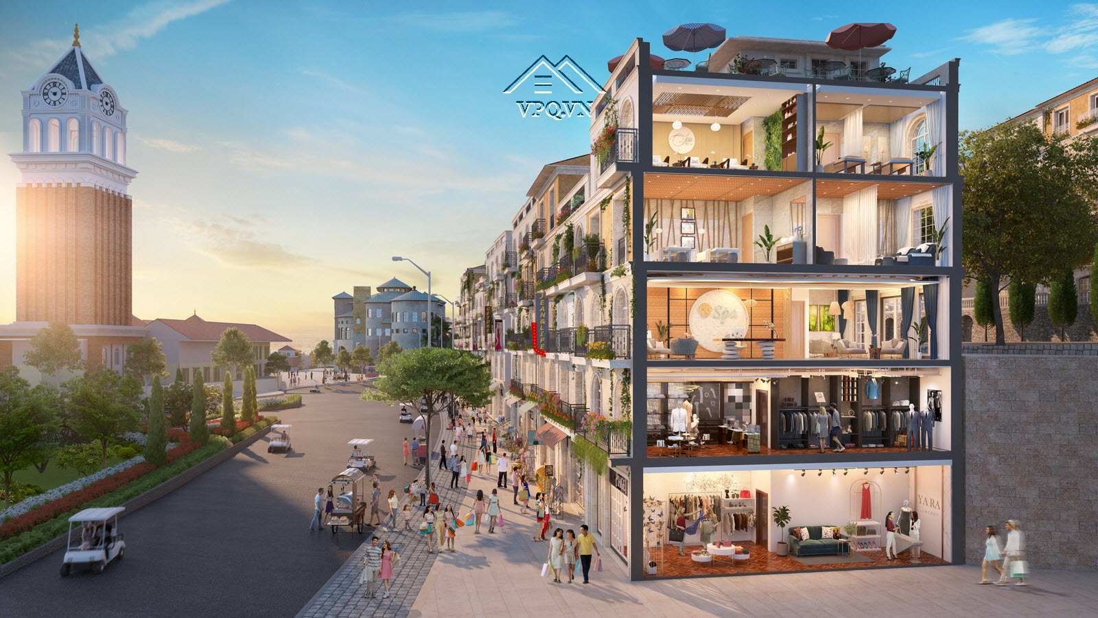 Mặt cắt Shophouse The Center Ph&uacute; Quốc