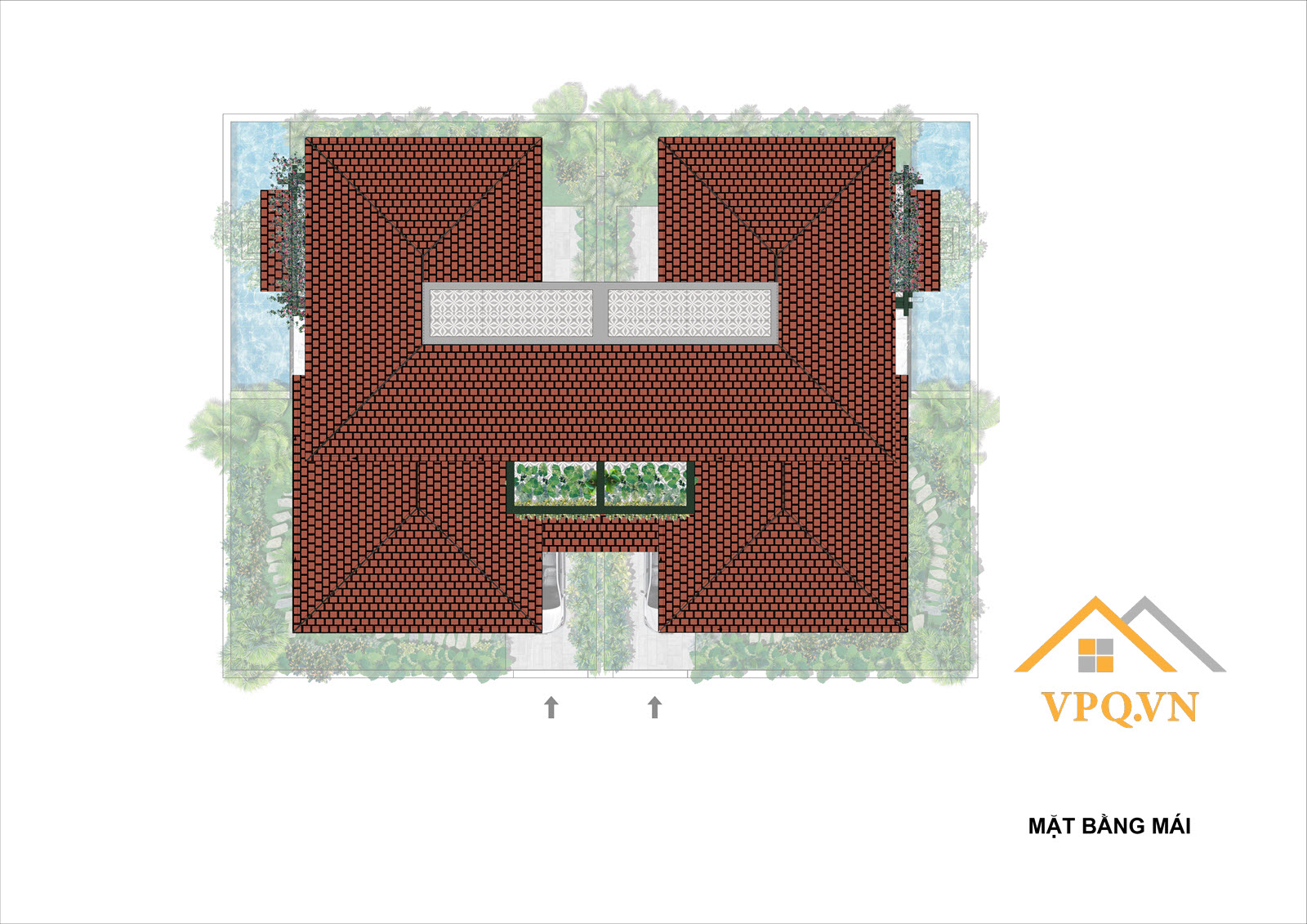 Layout tầng m&aacute;i biệt thự song lập B - Sun Tropical Village