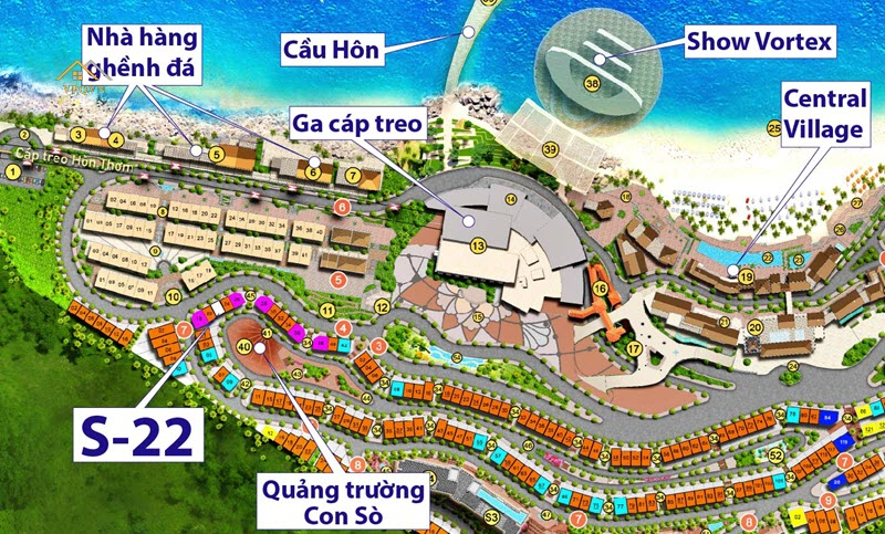 Vị tr&iacute; căn S22 tr&ecirc;n mặt bằng Shophouse The Center