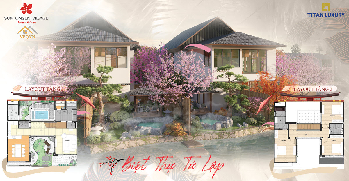 Phối cảnh Biệt thự kho&aacute;ng n&oacute;ng Quang Hanh - Tứ lập
