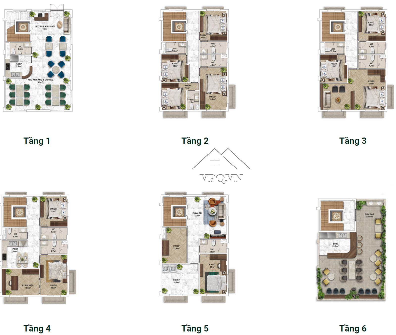 Layout thiết kế kh&aacute;ch sạn M42 Shophouse The Center