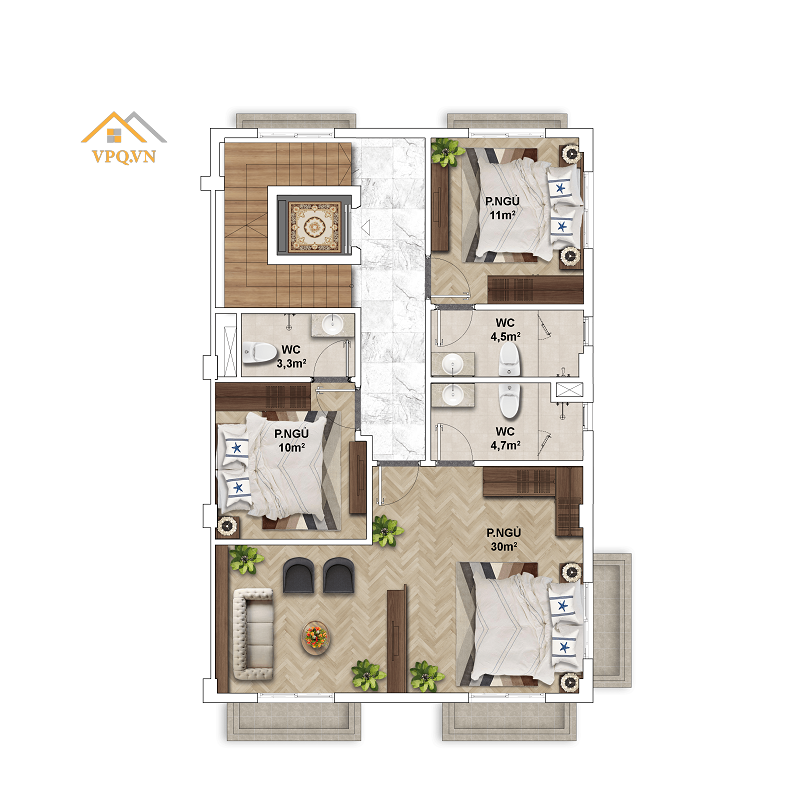 Thiết kế tầng 3 Shophouse The Center