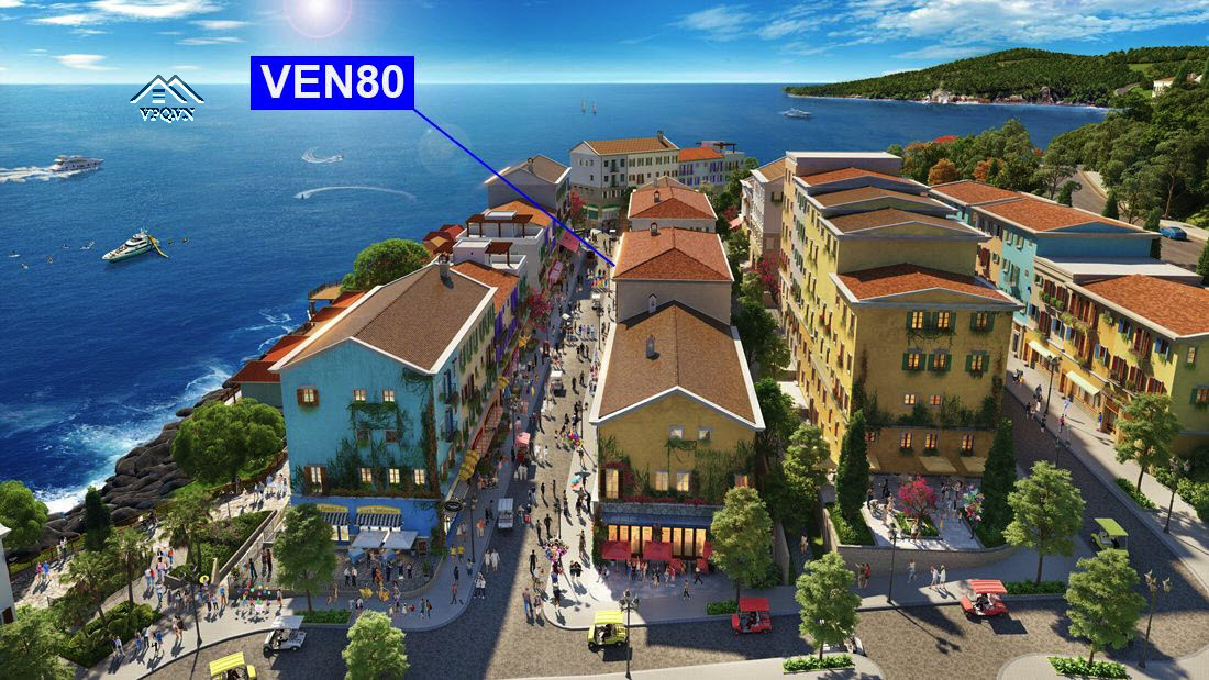 Vị tr&iacute; căn VEN80 tr&ecirc;n phối cảnh Shophouse Địa Trung Hải, Ph&uacute; Quốc
