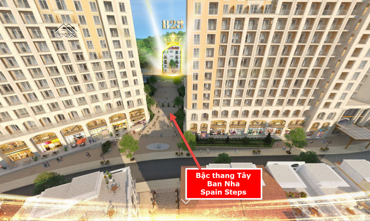 Shophouse B28 The Center Phú Quốc: Trực diện bậc thang Tây Ban Nha, View biển