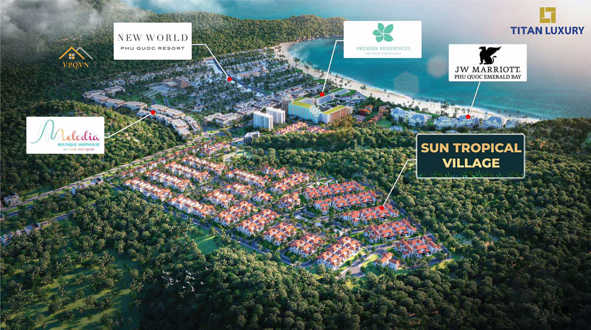 Vị tr&iacute; Sun Tropical Village trong hệ sinh th&aacute;i nghỉ dưỡng B&atilde;i Kem của Sun Group