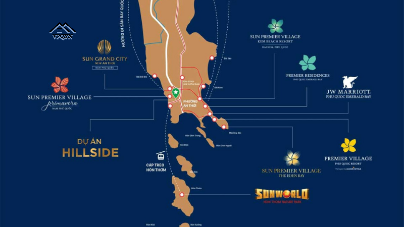 Vị tr&iacute; căn hộ Hillside Địa Trung Hải trong hệ sinh th&aacute;i Sun Group