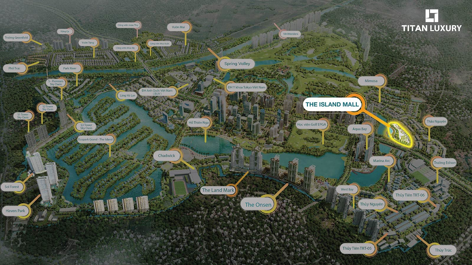 Vị trí dự án shophouse The Island Mall Ecopark