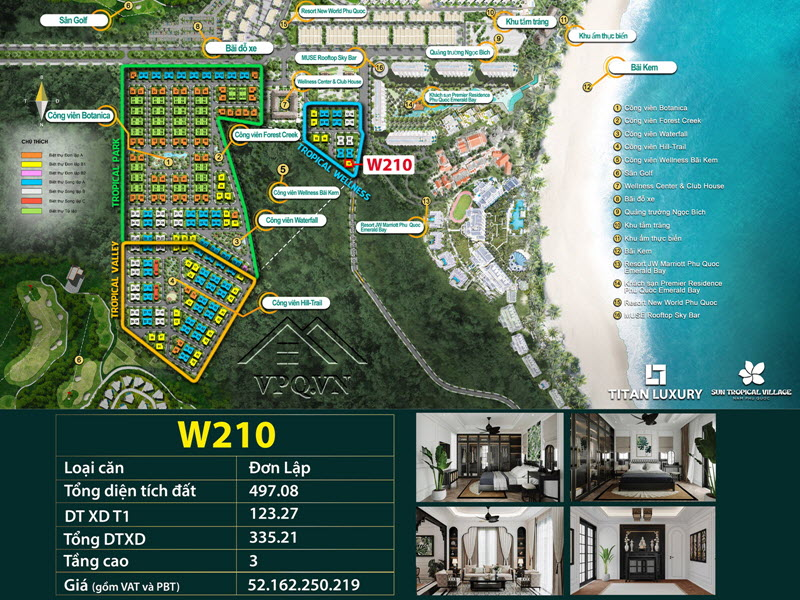 Biệt thự đơn lập W210 tại Làng Nhiệt Đới Sun Tropical Village