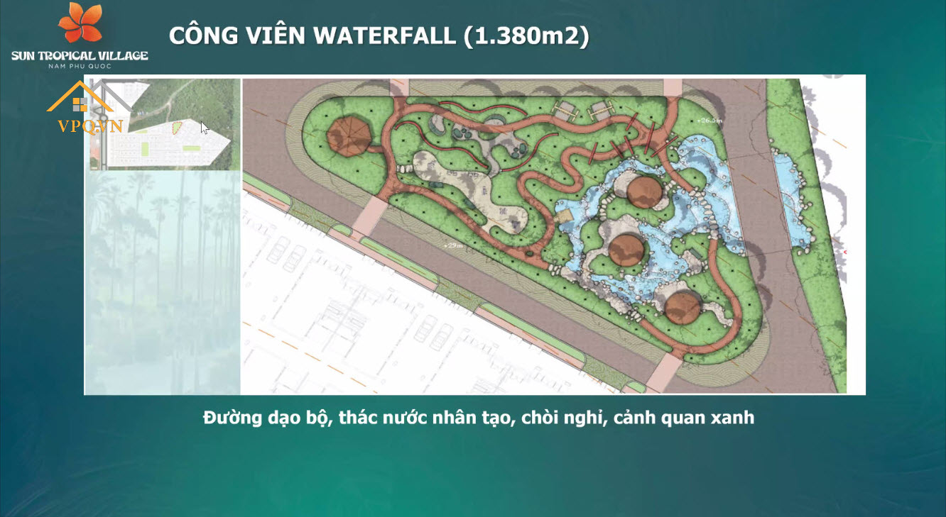 C&ocirc;ng vi&ecirc;n Waterfall 1.380m2 dự &aacute;n Sun Tropical Village