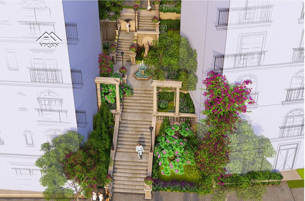 Bậc thanh Lante giữa Shophouse M95-M97 The Center Phú Quốc