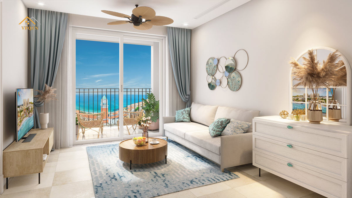 G&oacute;c view từ ph&ograve;ng kh&aacute;ch căn hộ Hillside ra th&aacute;p đồng hồ Venice