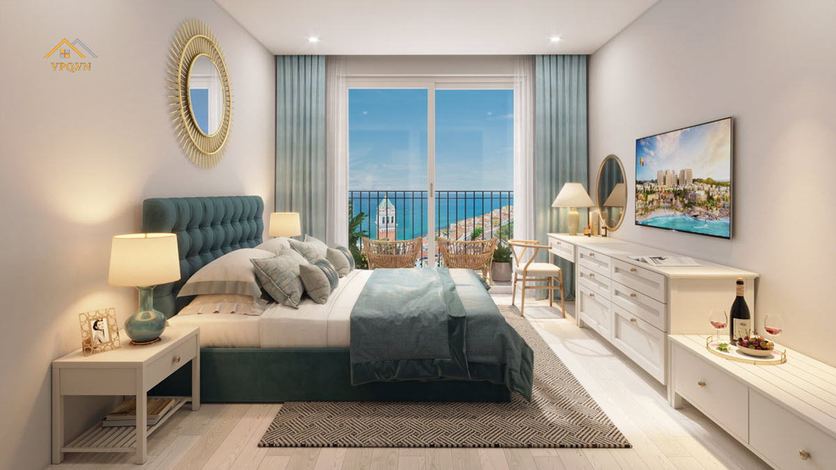 G&oacute;c view từ ph&ograve;ng ngủ căn hộ Hillside ra th&aacute;p đồng hồ Venice