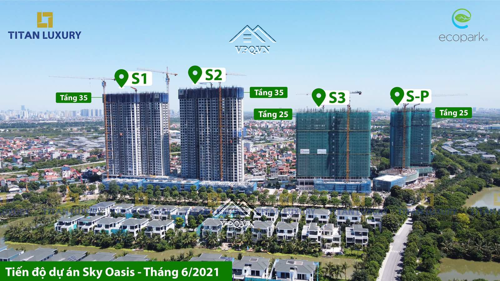 Tiến độ ph&acirc;n khu chung cư Sky Oasis Ecopark