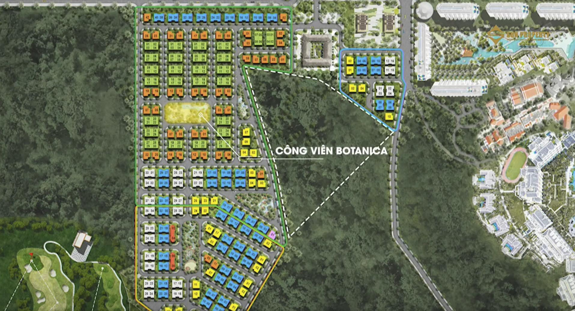 Vị tr&iacute; c&ocirc;ng vi&ecirc;n Botanica tại L&agrave;ng Nhiệt Đới