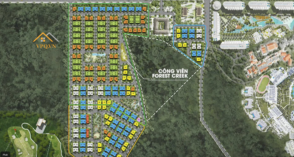 Vị tr&iacute; c&ocirc;ng vi&ecirc;n Forest Creek tại Sun Tropical Village