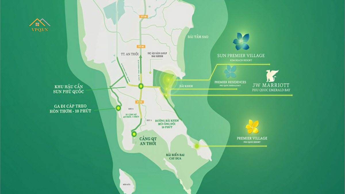 Vị trí dự án biệt thự bãi Kem - New World Phu Quoc Resort