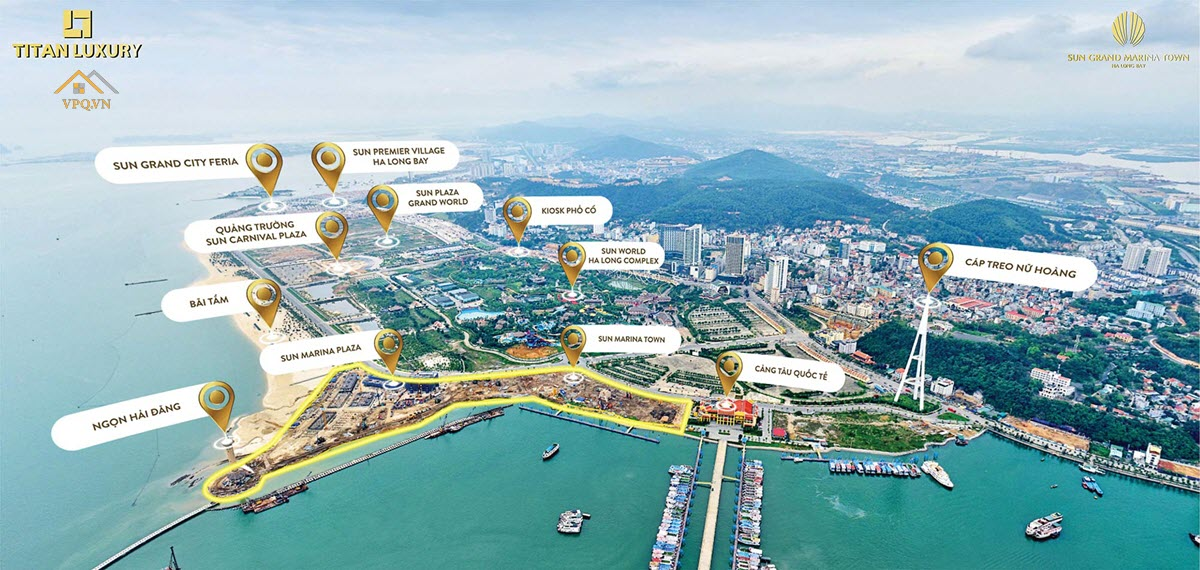 Vị trí thực tế Shophouse Sun Marina Plaza Hạ Long tại Bãi Cháy