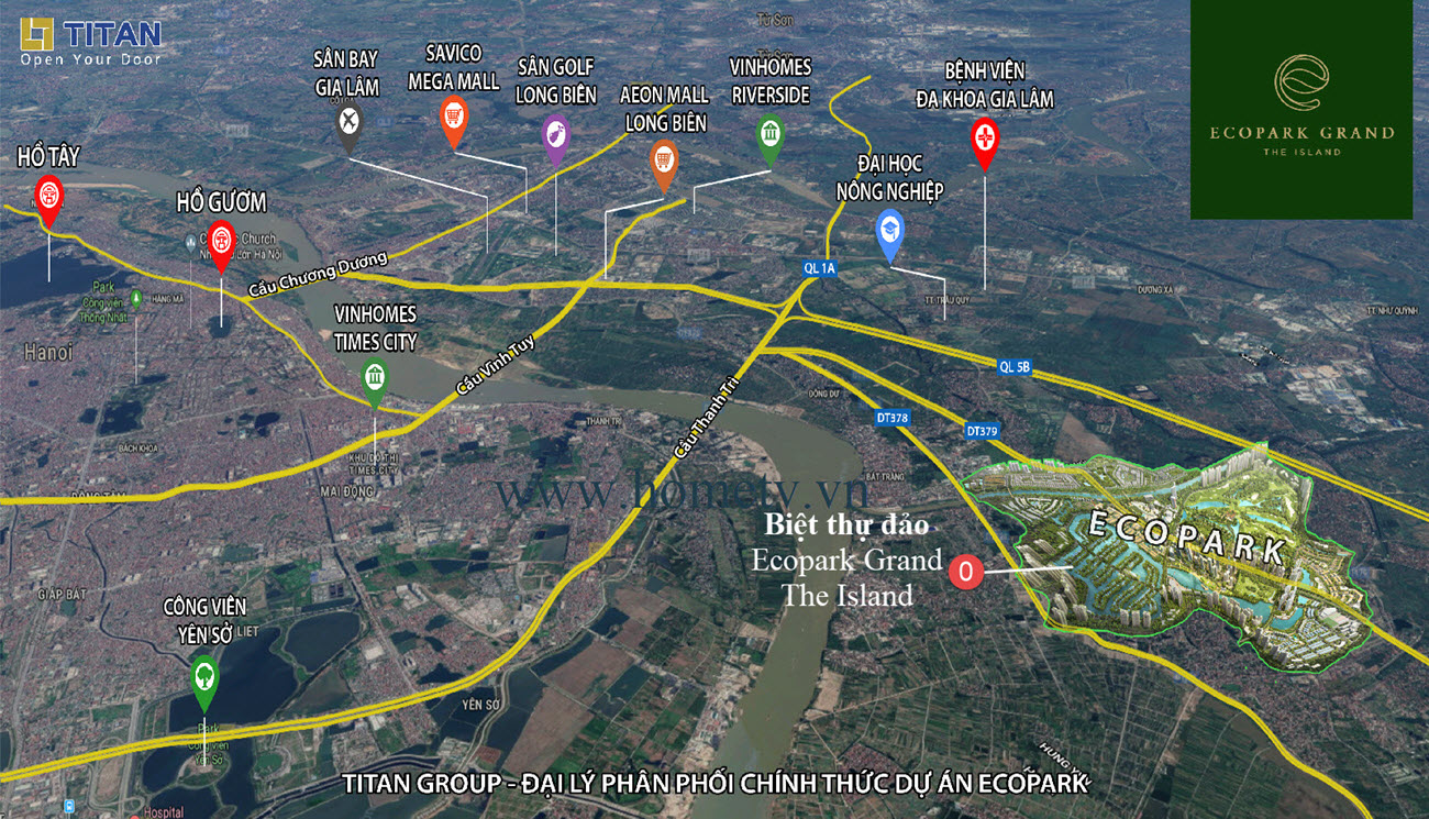 Bản đồ Hướng Dẫn Di Chuyển Từ Hà Nội đến Ecopark
