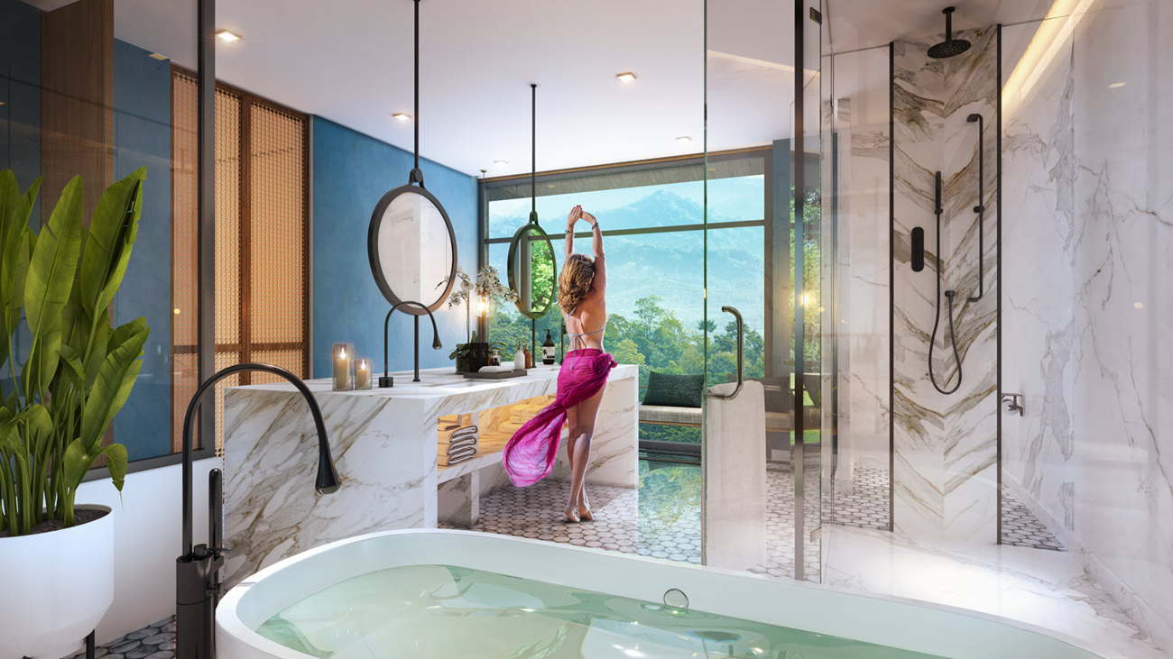 Phối cảnh ph&ograve;ng tắm bồn